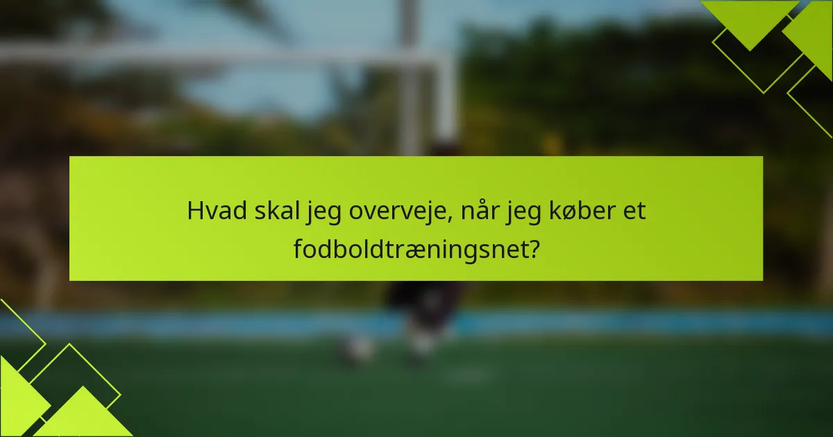 Hvad skal jeg overveje, når jeg køber et fodboldtræningsnet?